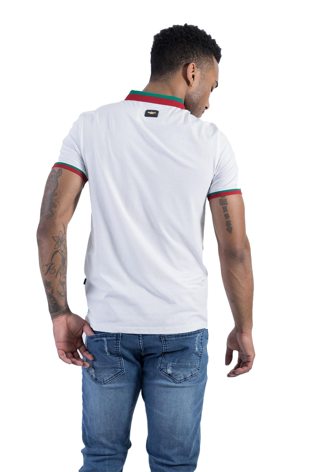 BARABAS Men's Solid Color White Logo Polo Shirts PP811
