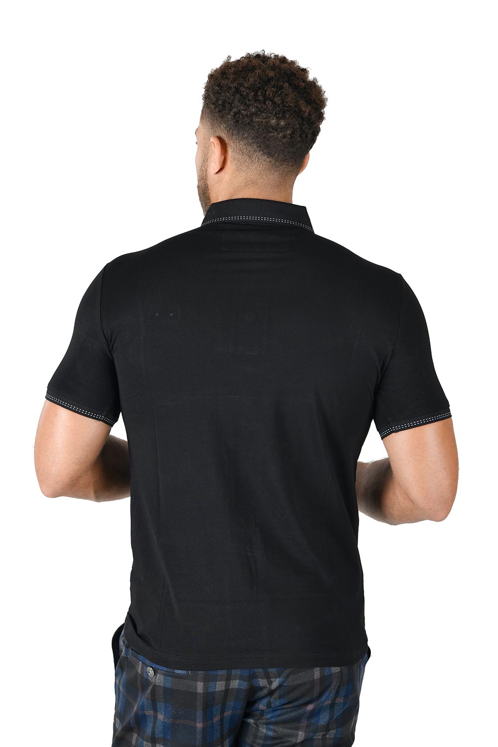 BARABAS Men solid color 365 logo Polo shirts PP814 BLACK