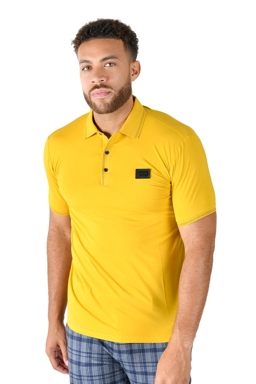 BARABAS Men solid color 365 logo Polo shirts PP814 DAYLILLY