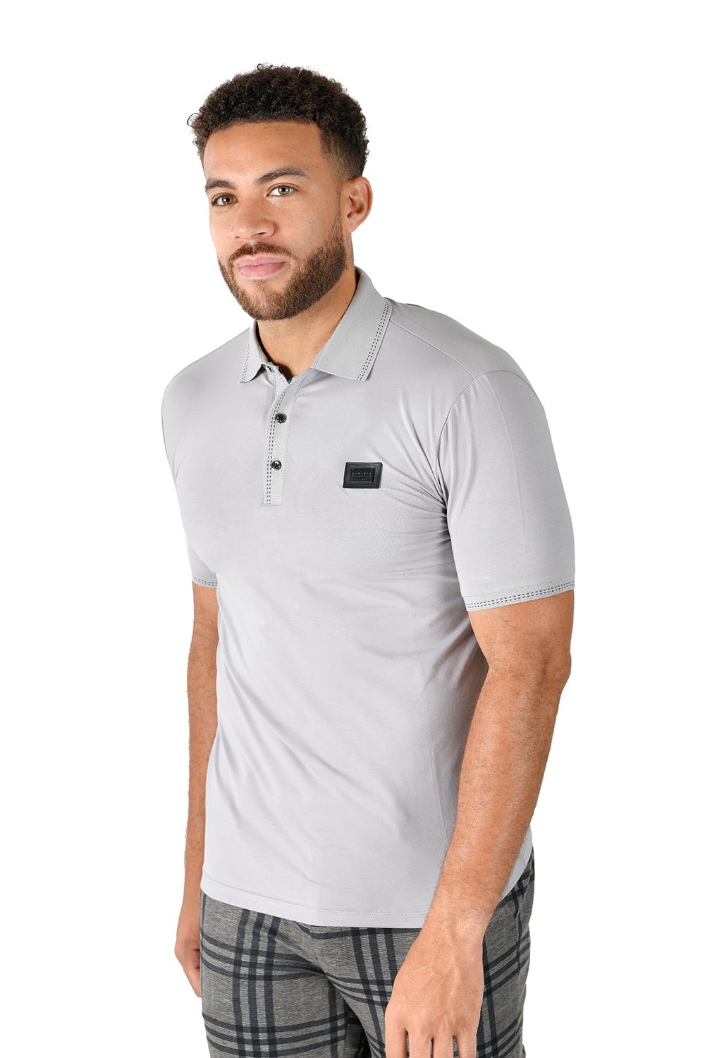 BARABAS Men solid color 365 logo Polo shirts PP814 GREY