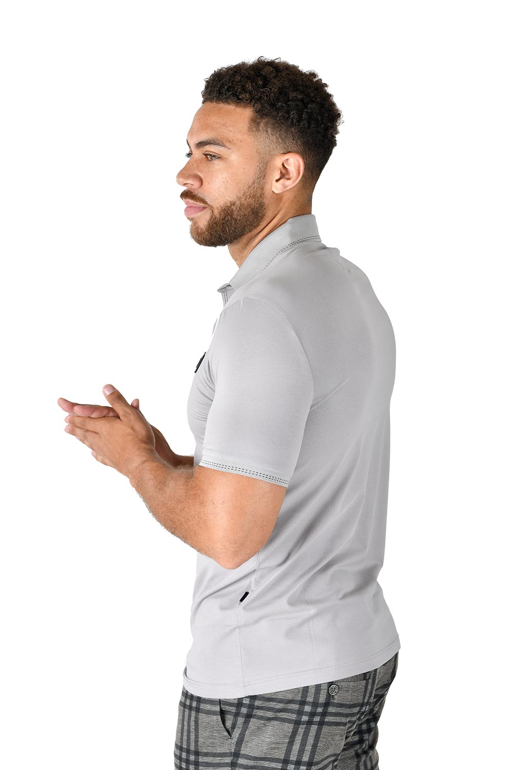 BARABAS Men solid color 365 logo Polo shirts PP814 GREY