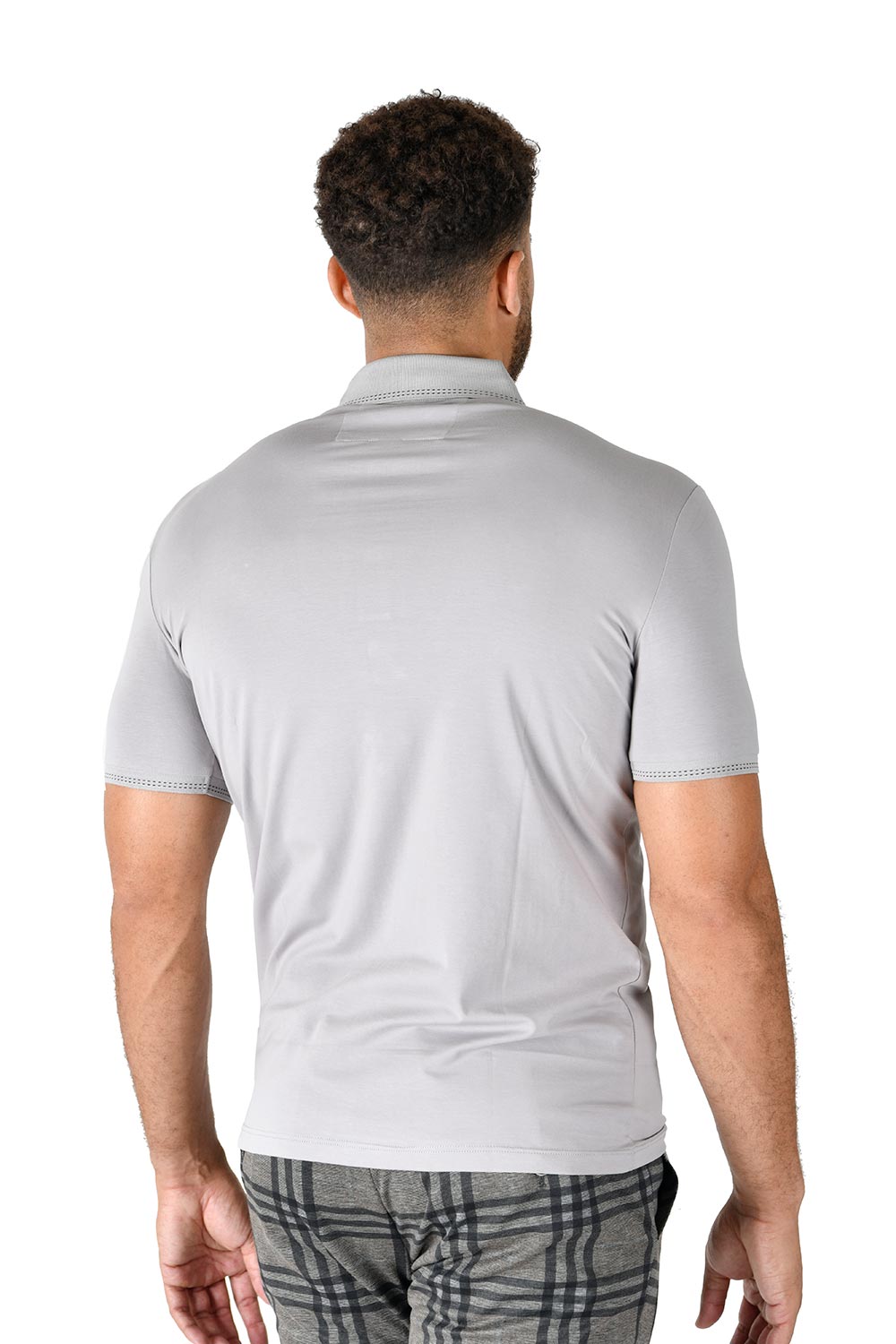 BARABAS Men solid color 365 logo Polo shirts PP814 GREY