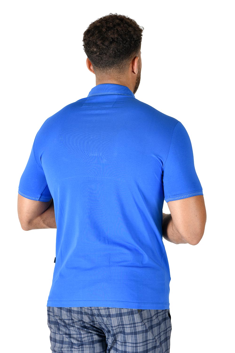 BARABAS Men solid color 365 logo Polo shirts PP814 BLUE