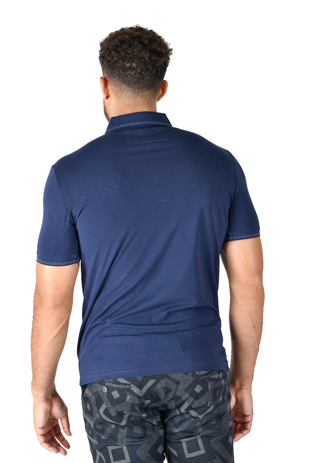 BARABAS Men solid color 365 logo Polo shirts PP814 NAVY