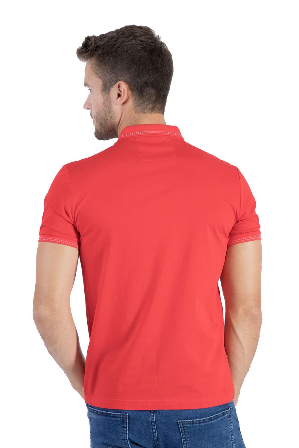 BARABAS Men solid color 365 logo Polo shirts PP814 Red