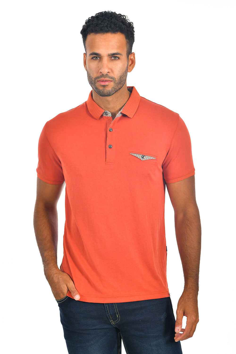 BARABAS Men's solid color Polo shirts with pocket Orange colors PP817