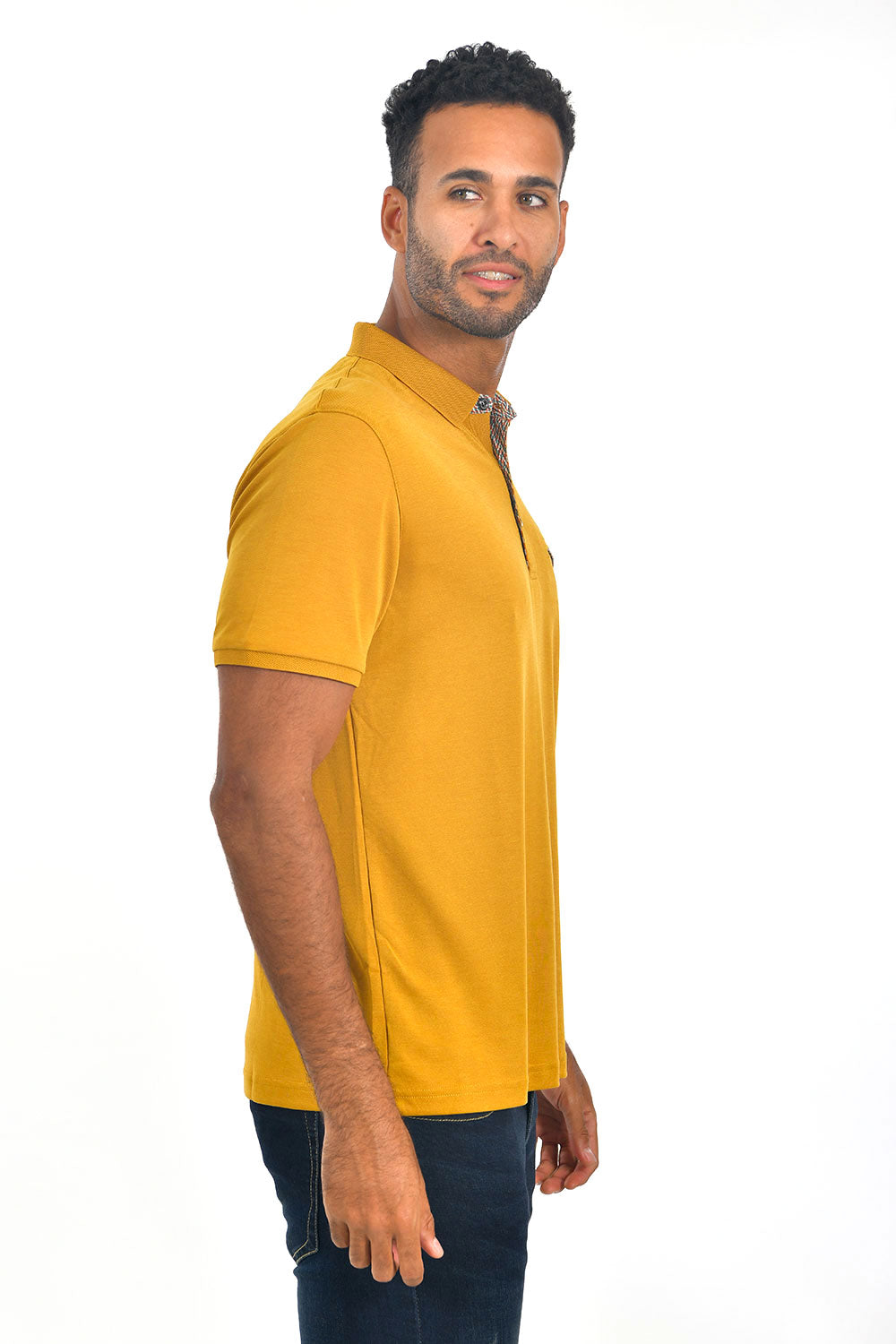 BARABAS Men's solid color Polo shirts with pocket Yellow colors PP817