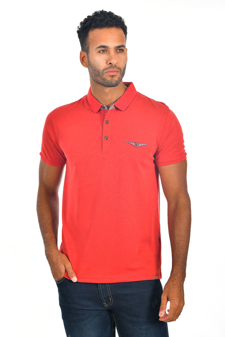 BARABAS Men's solid color Polo shirts with pocket Red colors PP817