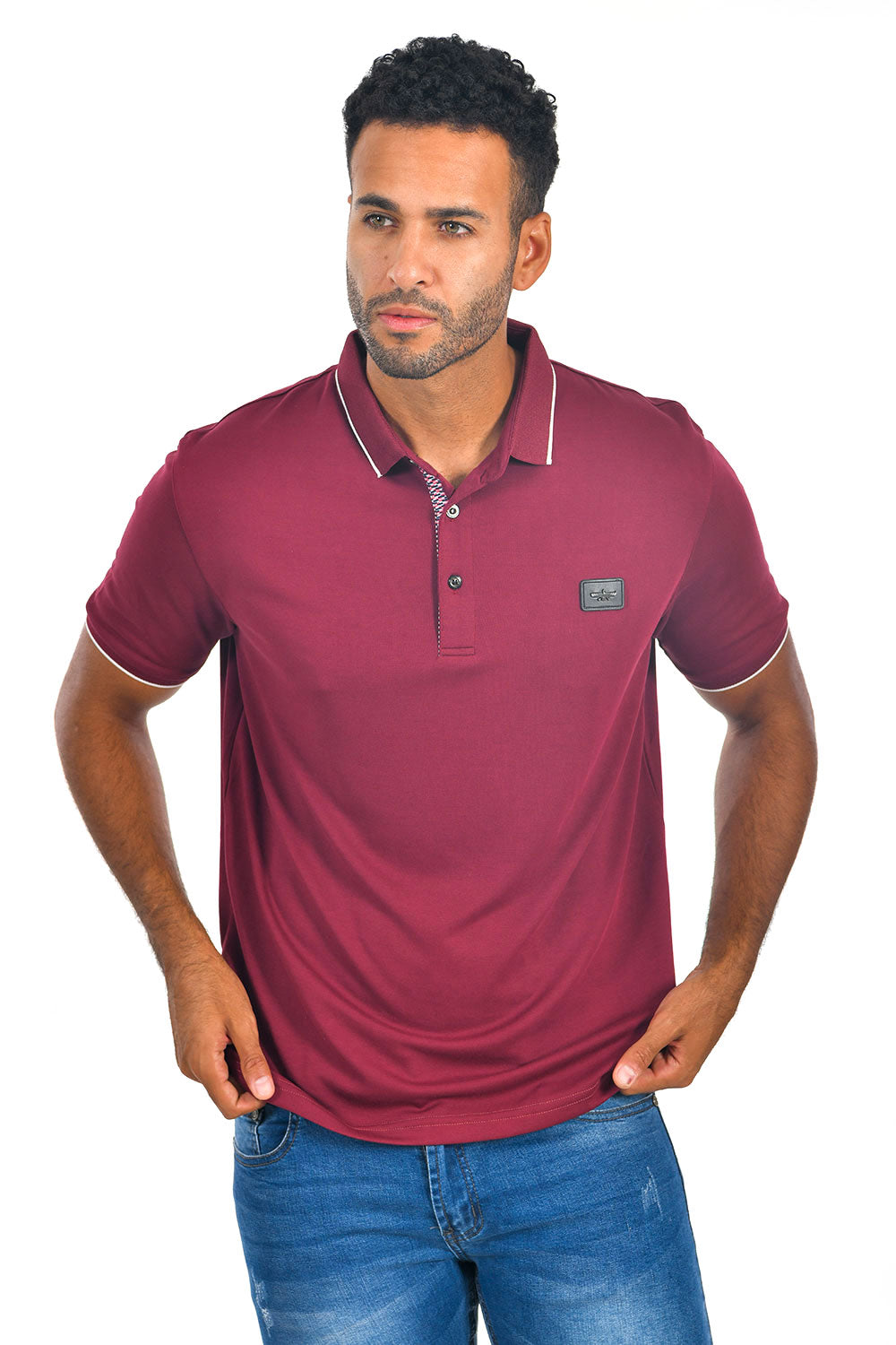 BARABAS Men Burgundy color 365 logo Polo shirts PP821-1