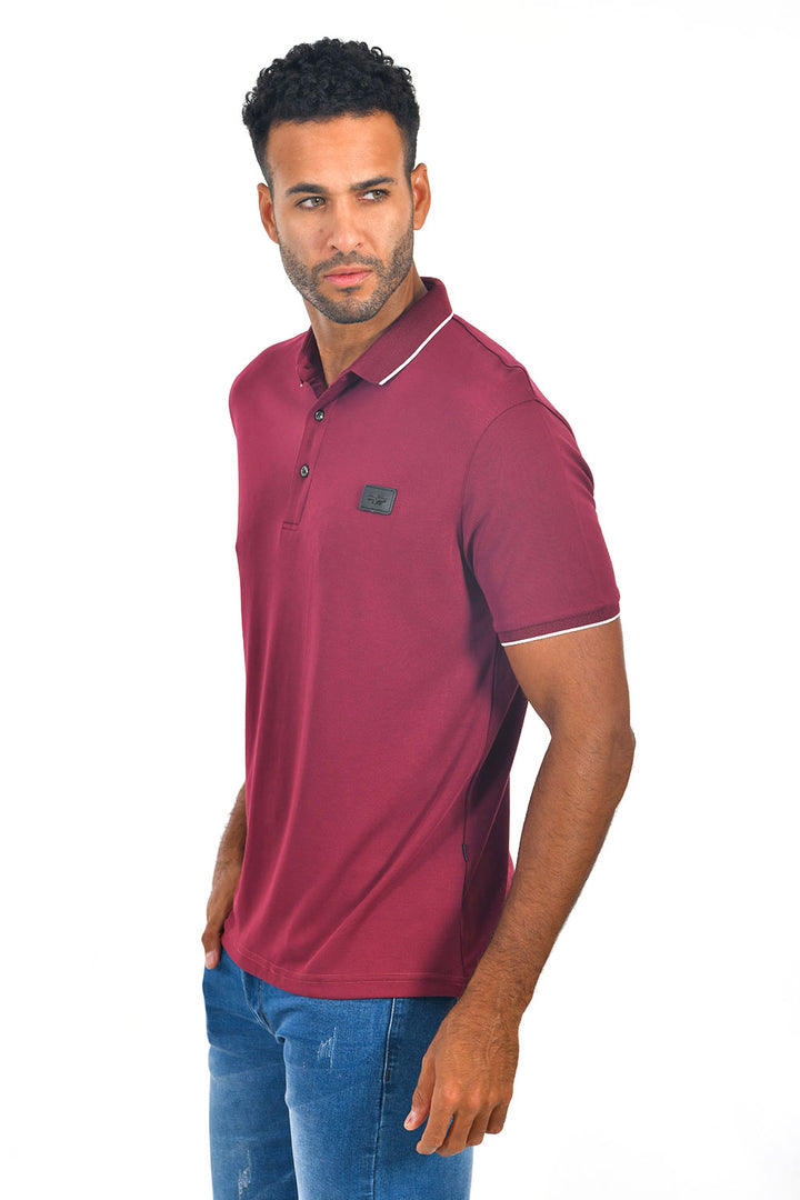 BARABAS Men Burgundy color 365 logo Polo shirts PP821-1