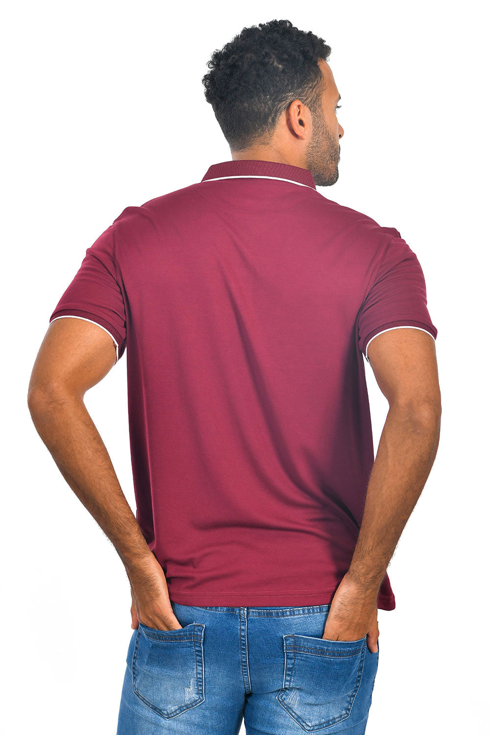 BARABAS Men Burgundy color 365 logo Polo shirts PP821-1