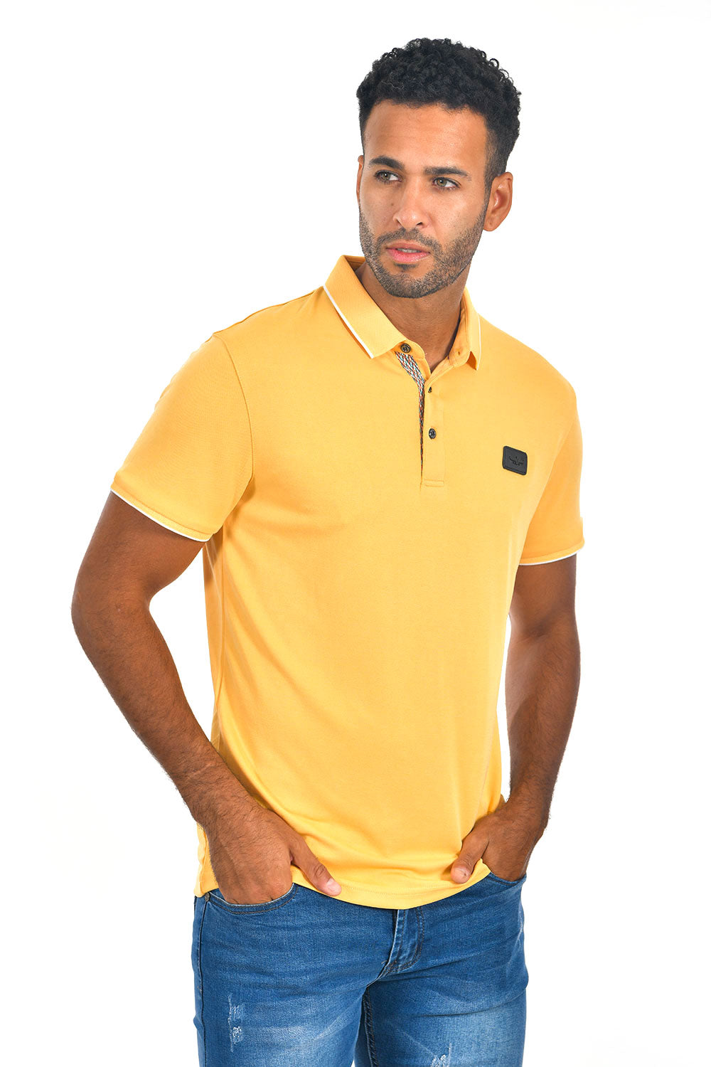 BARABAS Men Yellow color 365 logo Polo shirts PP821-1