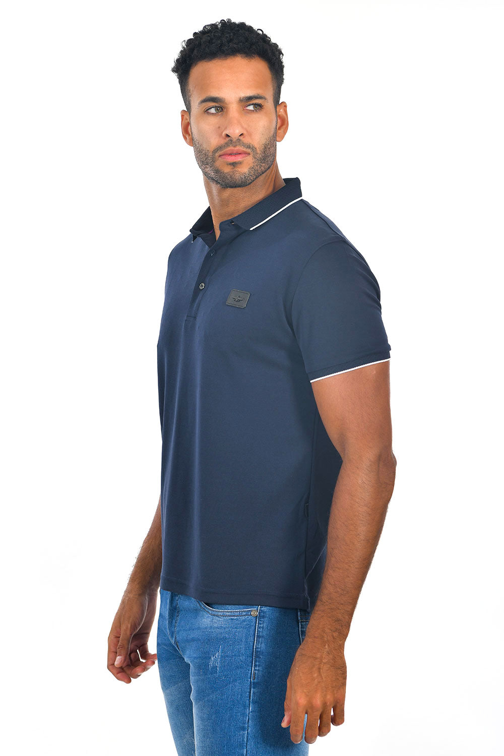 BARABAS Men Navy color 365 logo Polo shirts PP821-1