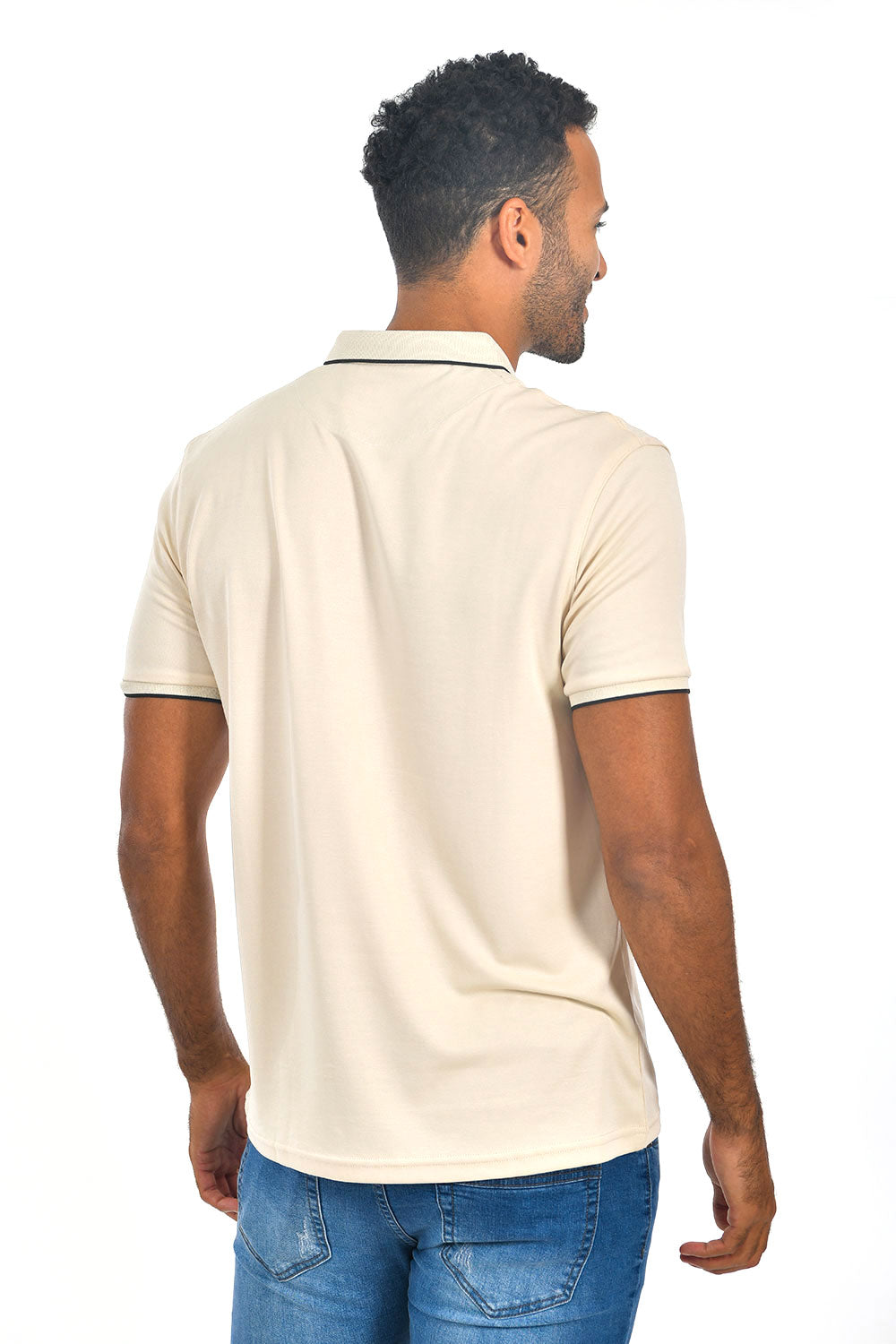 BARABAS Men Cream Nude color 365 logo Polo shirts PP821-1