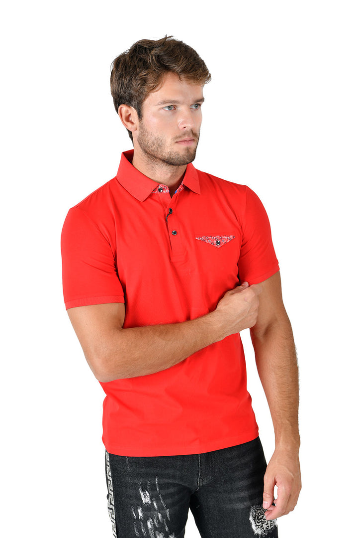 Barabas Men Solid Color Polo Shirts PP823 RED