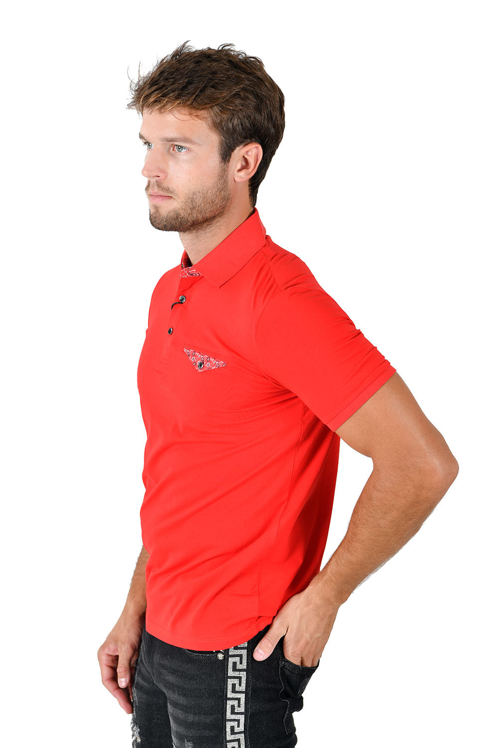Barabas Men Solid Color Polo Shirts PP823 RED