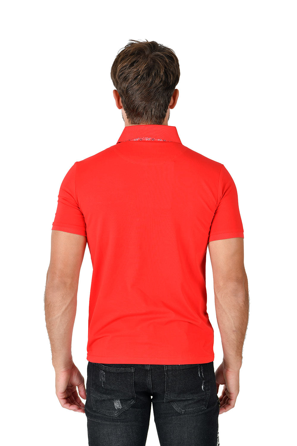 Barabas Men Solid Color Polo Shirts PP823 RED