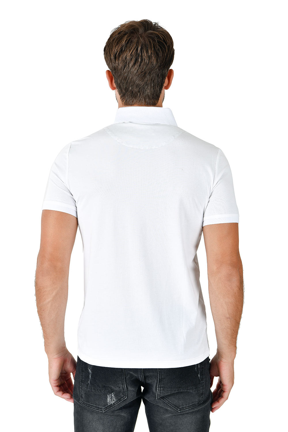 Barabas Men Solid Color Polo Shirts PP823 WHITE