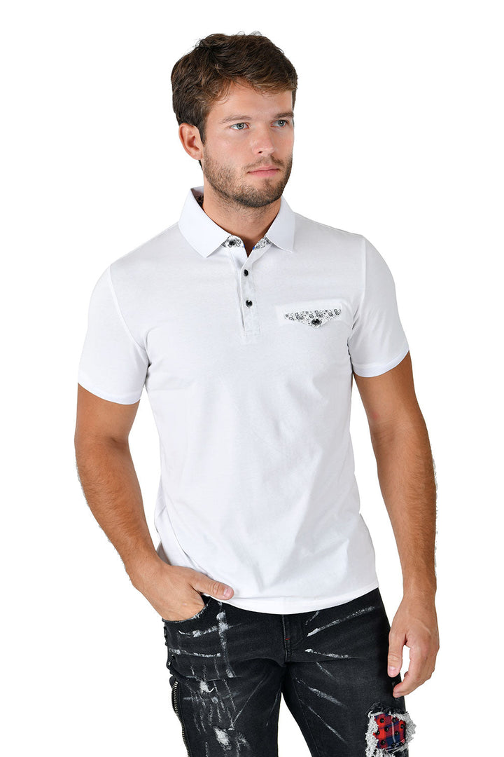 Barabas Men Solid Color Polo Shirts PP823 WHITE