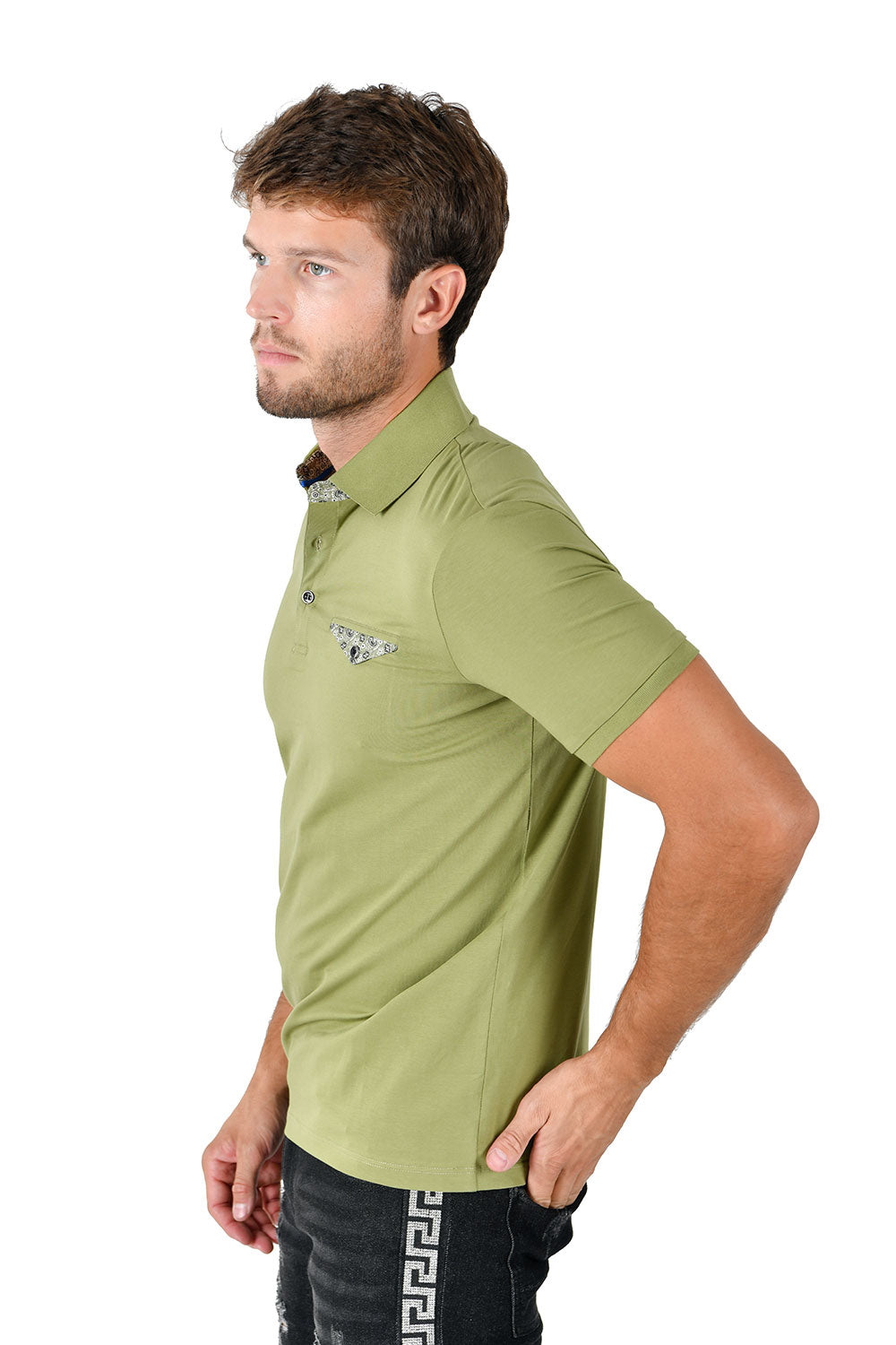 Barabas Men Solid Color Polo Shirts PP823 OLIVE