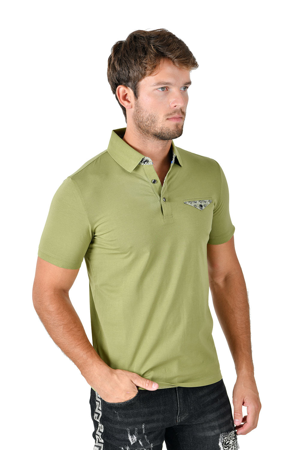 Barabas Men Solid Color Polo Shirts PP823 OLIVE