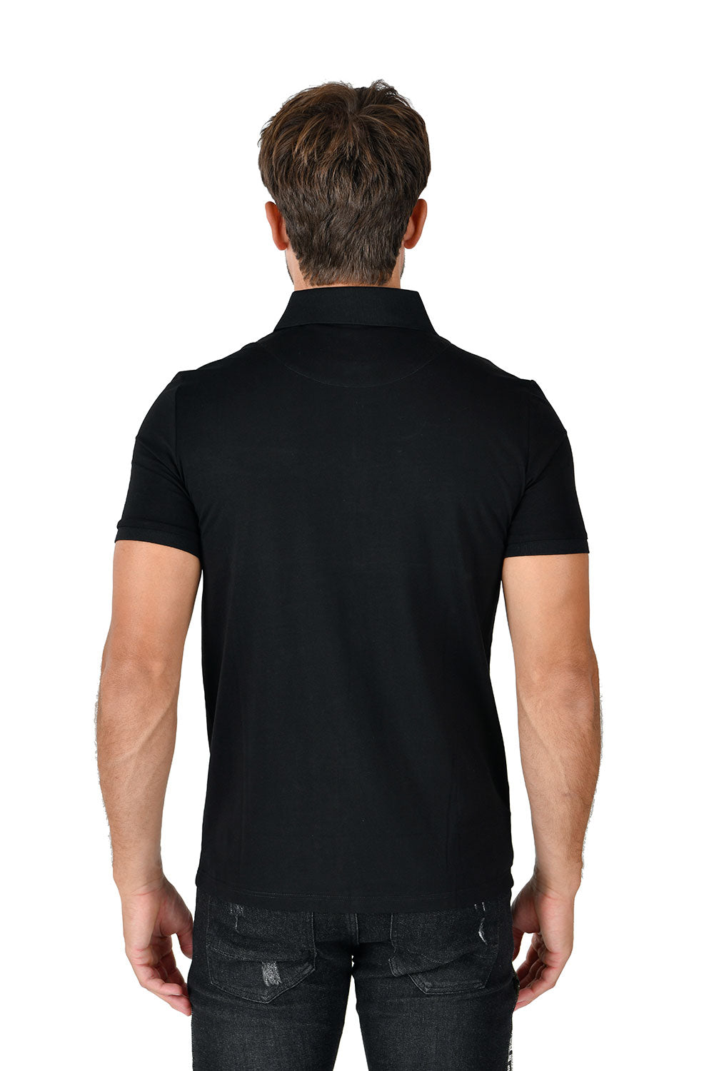 Barabas Men Solid Color Polo Shirts PP823 BLACK