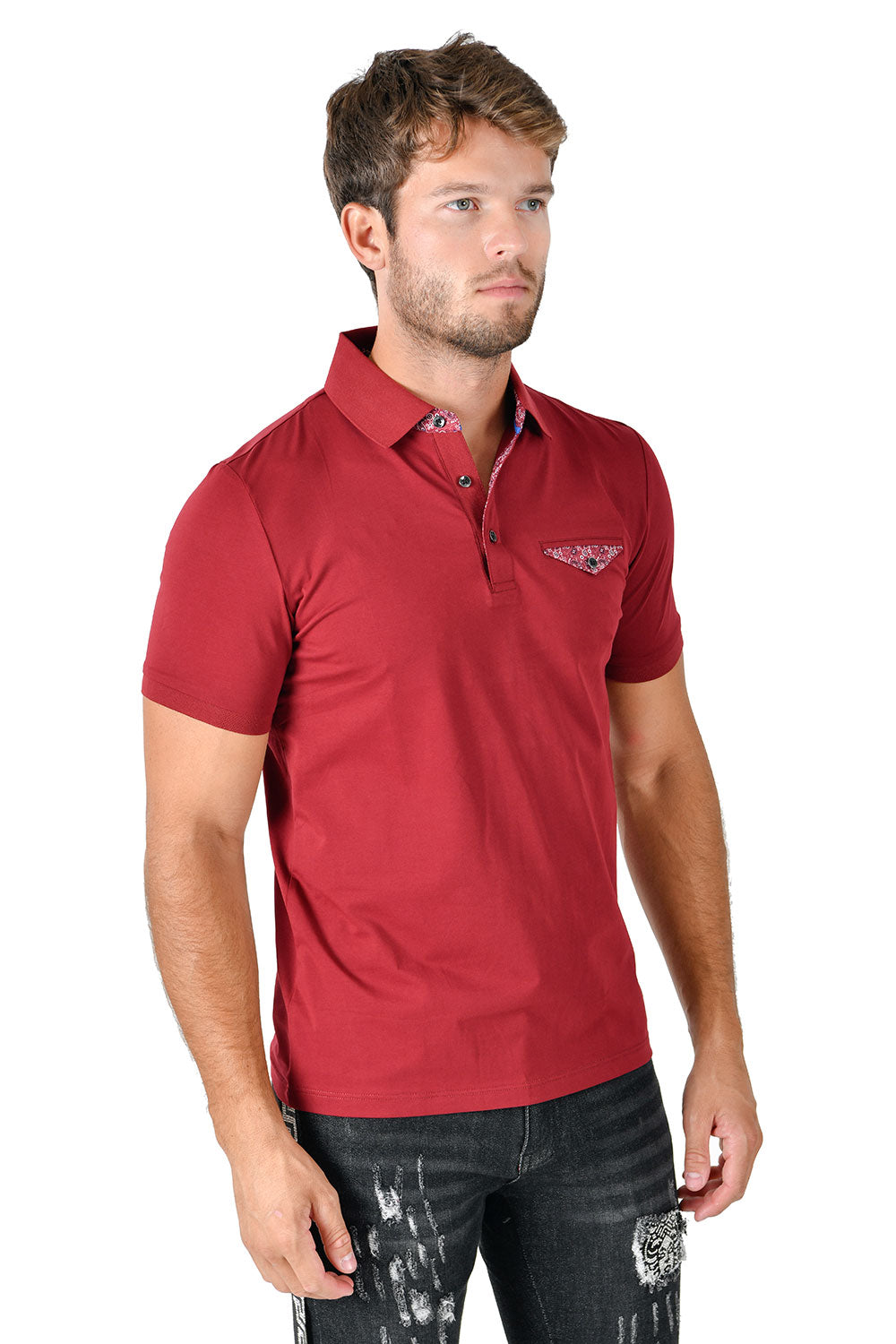 Barabas Men Solid Color Polo Shirts PP823 DAYLILLY