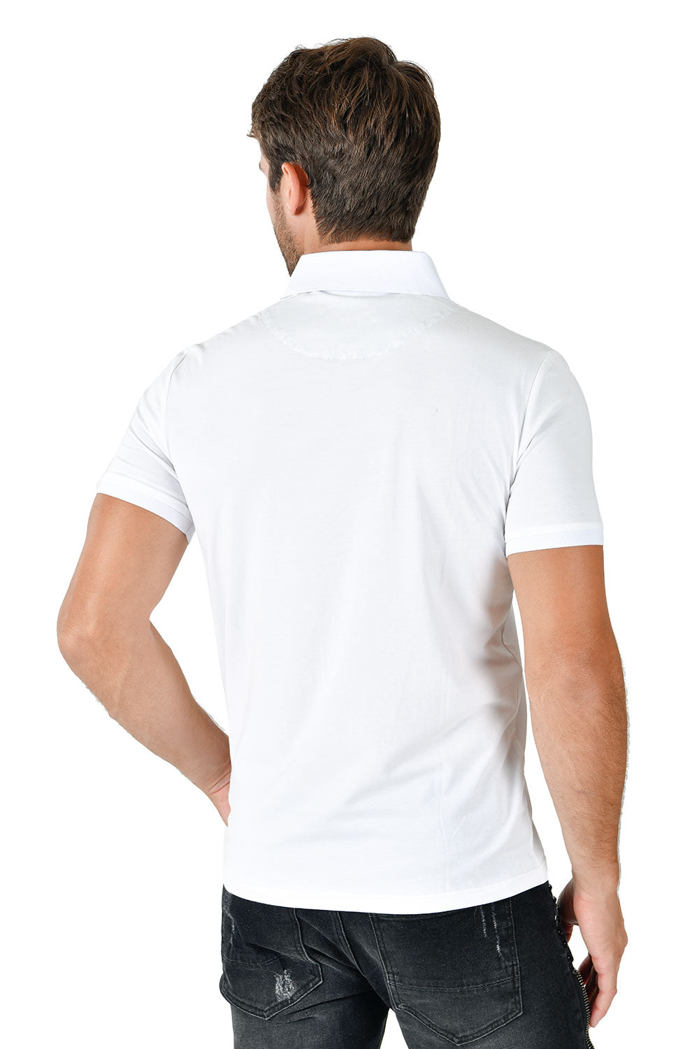 Barabas Men Solid Color Polo Shirts PP823 WHITE