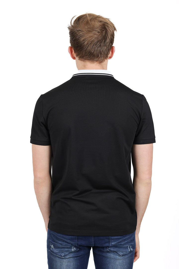 Barabas Men's Solid Color Luxury Short Sleeves Polo Shirts PP824 Black
