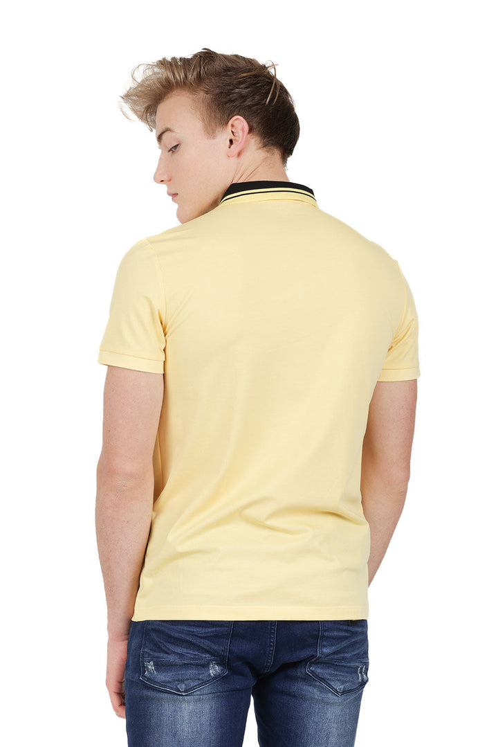 Barabas Men's Solid Color Luxury Short Sleeves Polo Shirts PP824 Lemon