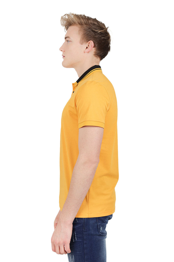 Barabas Men's Solid Color Luxury Short Sleeves Polo Shirts PP824 Mustard