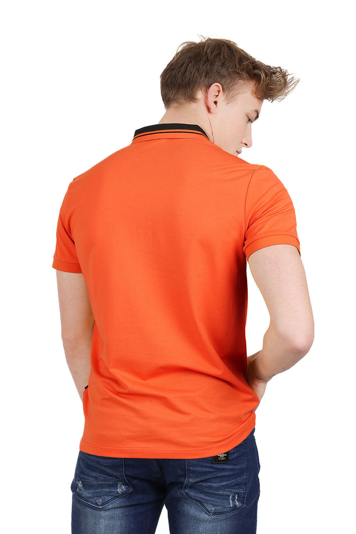 Barabas Men's Solid Color Luxury Short Sleeves Polo Shirts PP824 Orange
