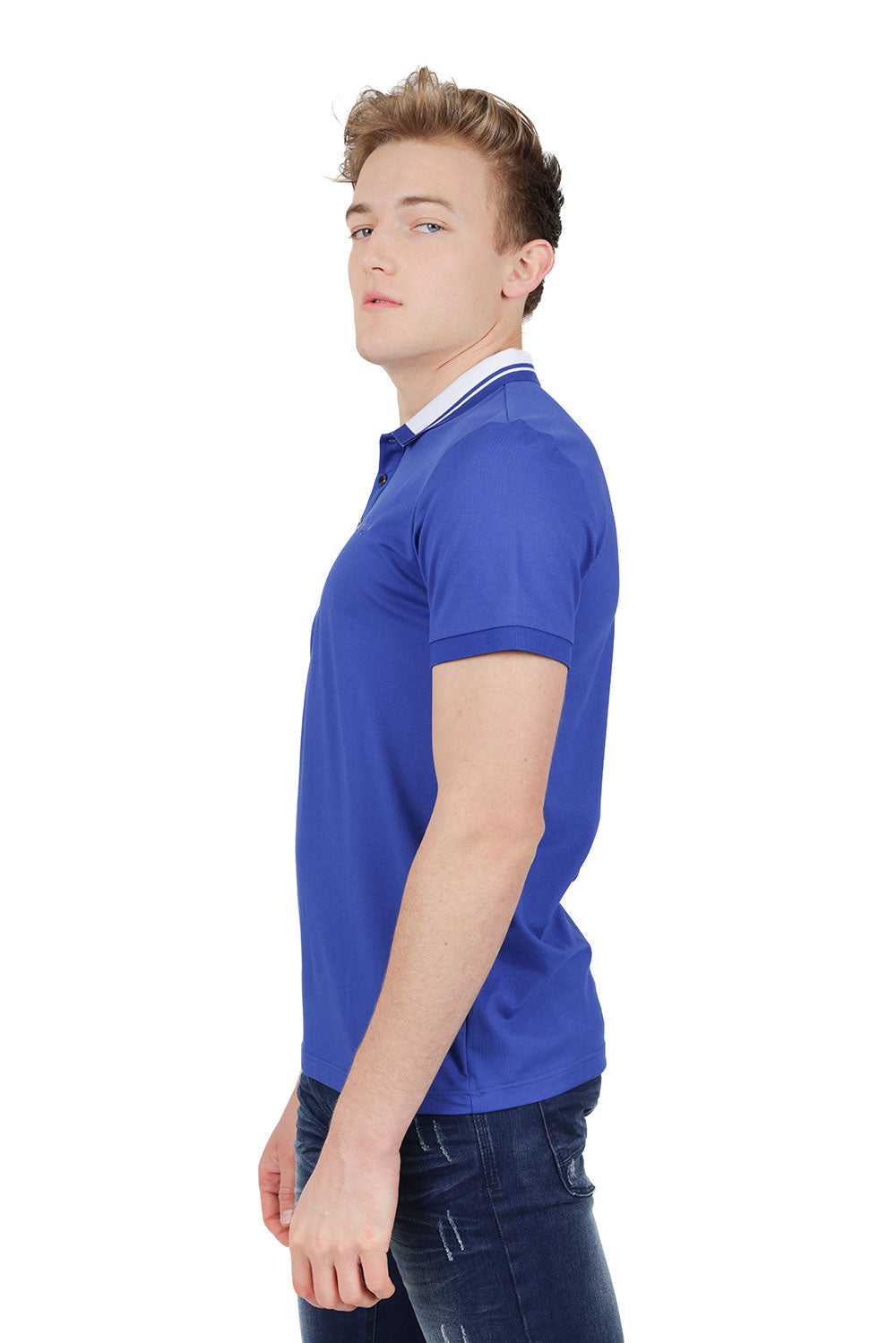 Barabas Men's Solid Color Luxury Short Sleeves Polo Shirts PP824 Royal