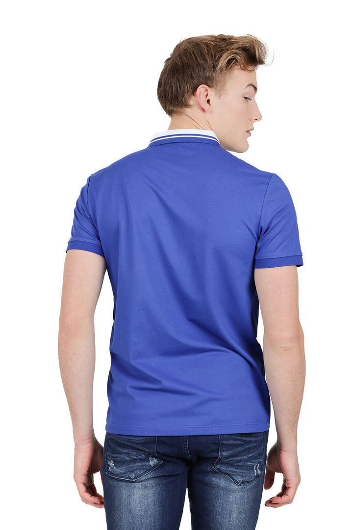 Barabas Men's Solid Color Luxury Short Sleeves Polo Shirts PP824 Royal