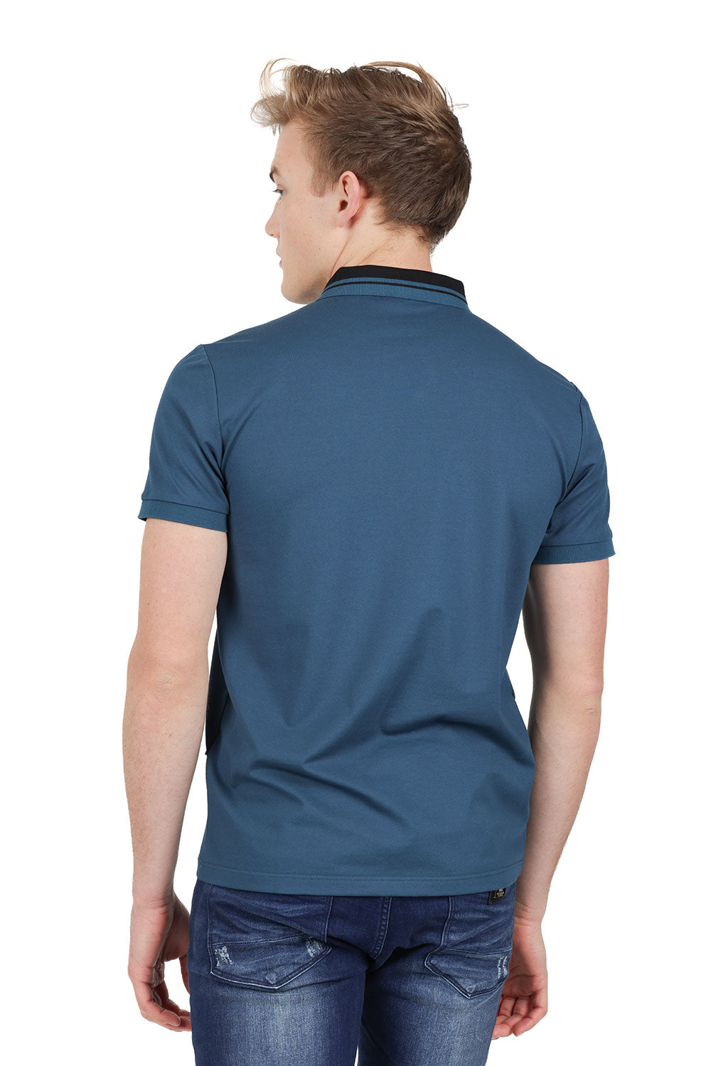 Barabas Men's Solid Color Luxury Short Sleeves Polo Shirts PP824 Teal