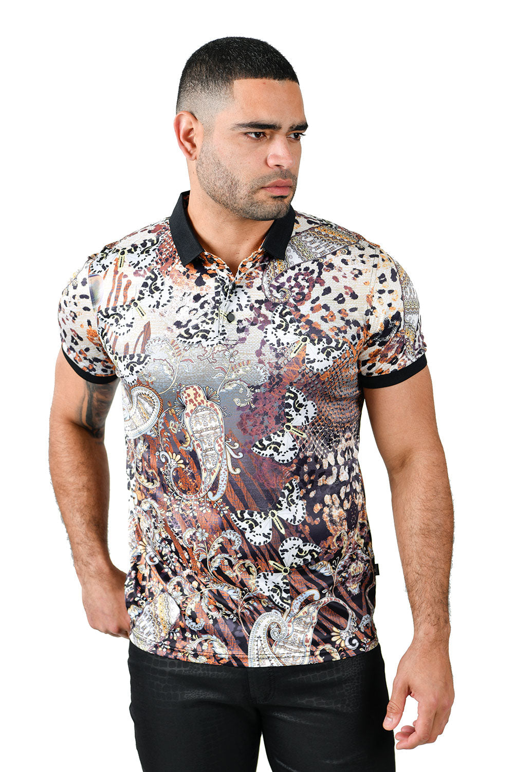 Barabas men's  paisley, floral, butterfly, leopard polo shirt PSP2005