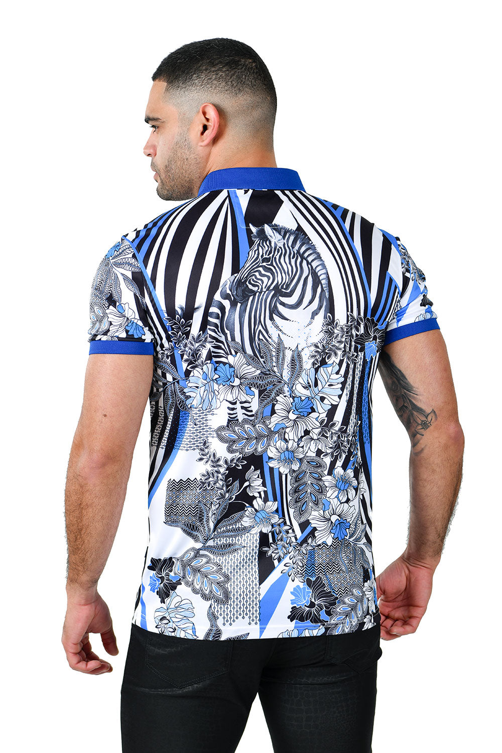 Barabas men's printed zebra floral striped polo shirts PSP2013