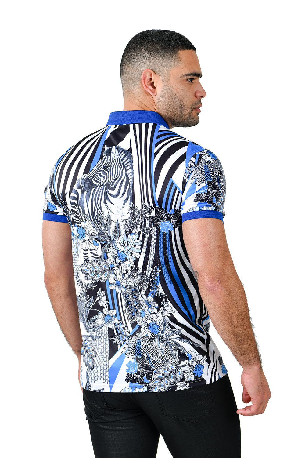 Barabas men's printed zebra floral striped polo shirts PSP2013