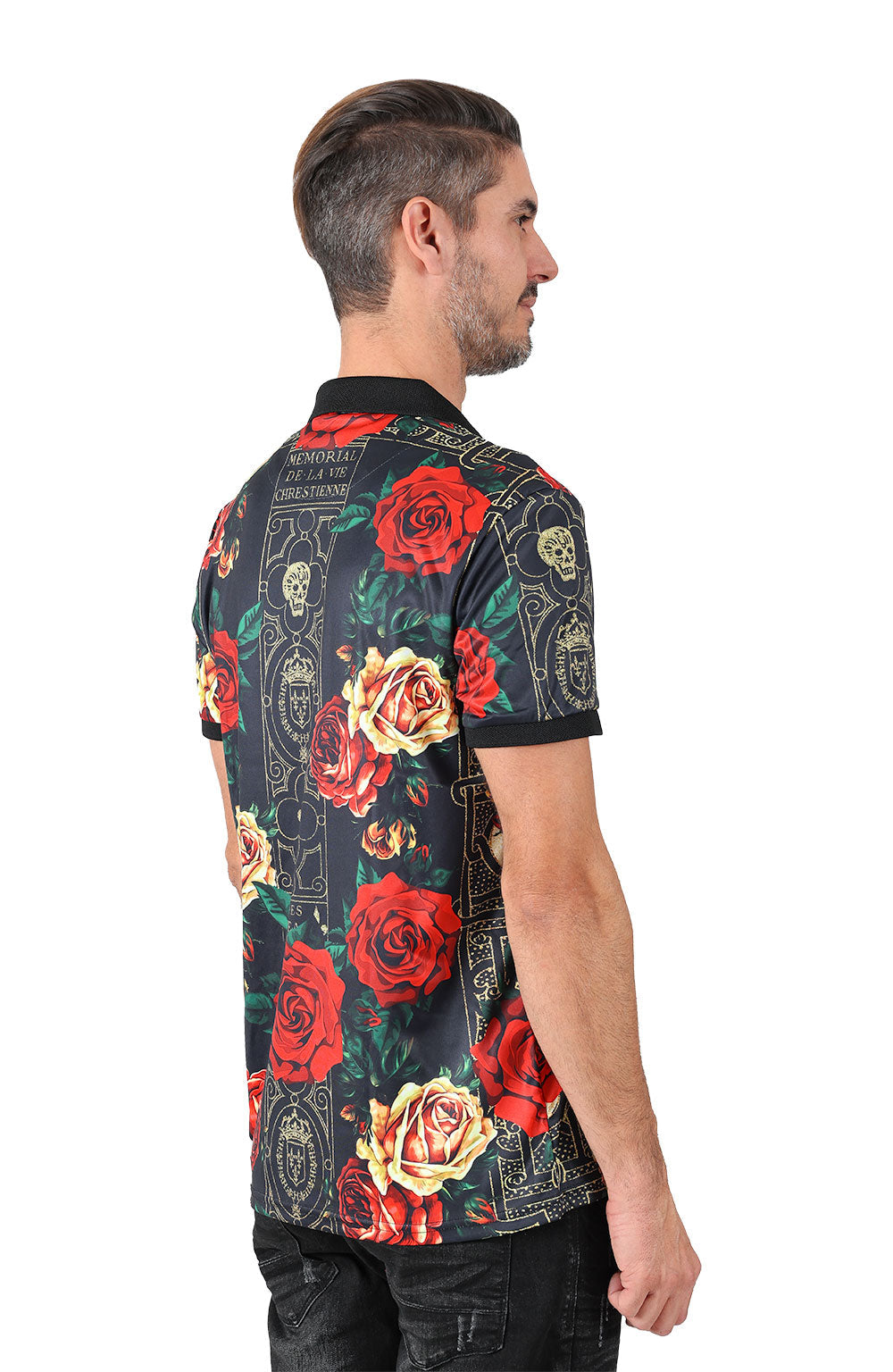 Barabas Men's Roses Floral Multi Color Short Sleeve Polo Shirt PSP2027