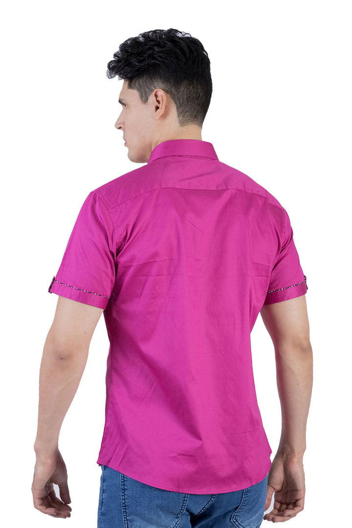 BARABAS Men Short Sleeve Isla Hueso SB2060-MGNTA-S Hot Pink