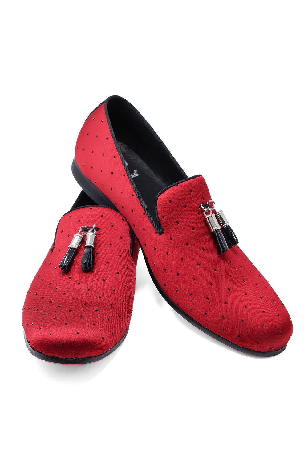 BARABAS Men's Solid Pattern Design Luxury Tassel Loafer Shoes SH3087 Red Black