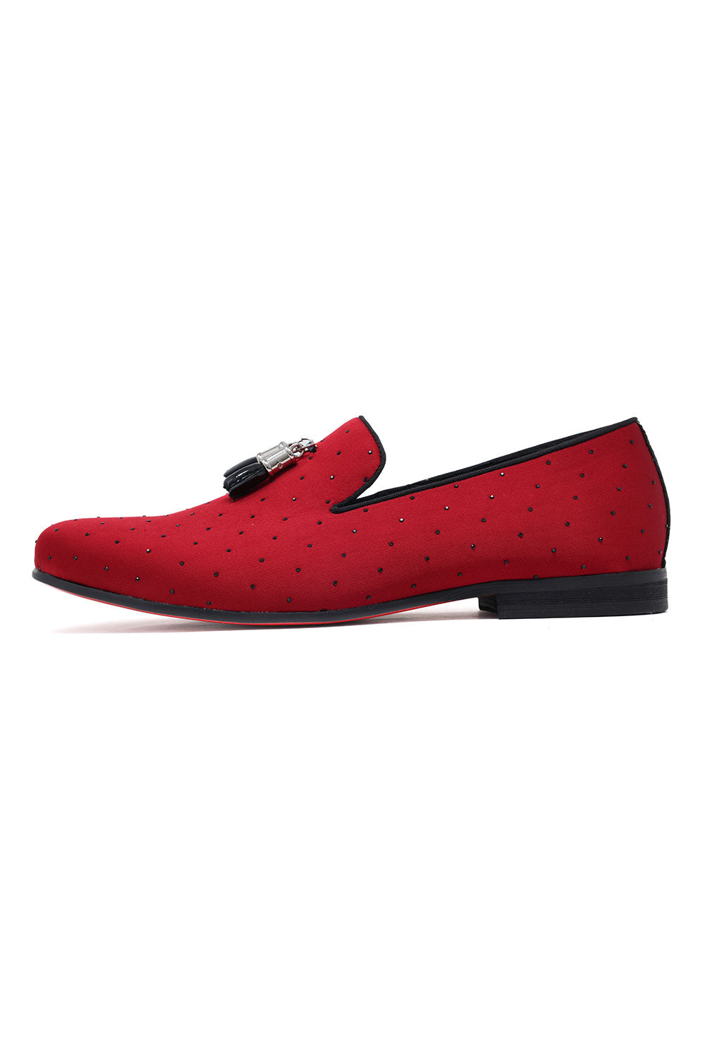 BARABAS Men's Solid Pattern Design Luxury Tassel Loafer Shoes SH3087 Red Black