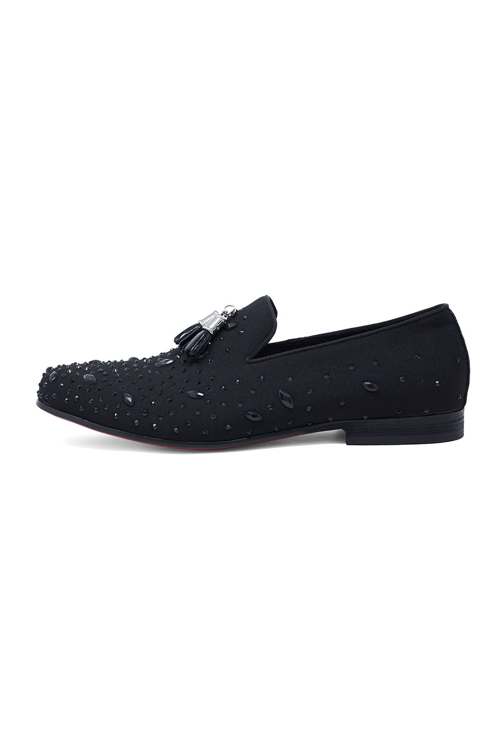 BARABAS Men's Rhinestone Dimond Tassel Loafer Dress Shoes SH3080SH3080 Black