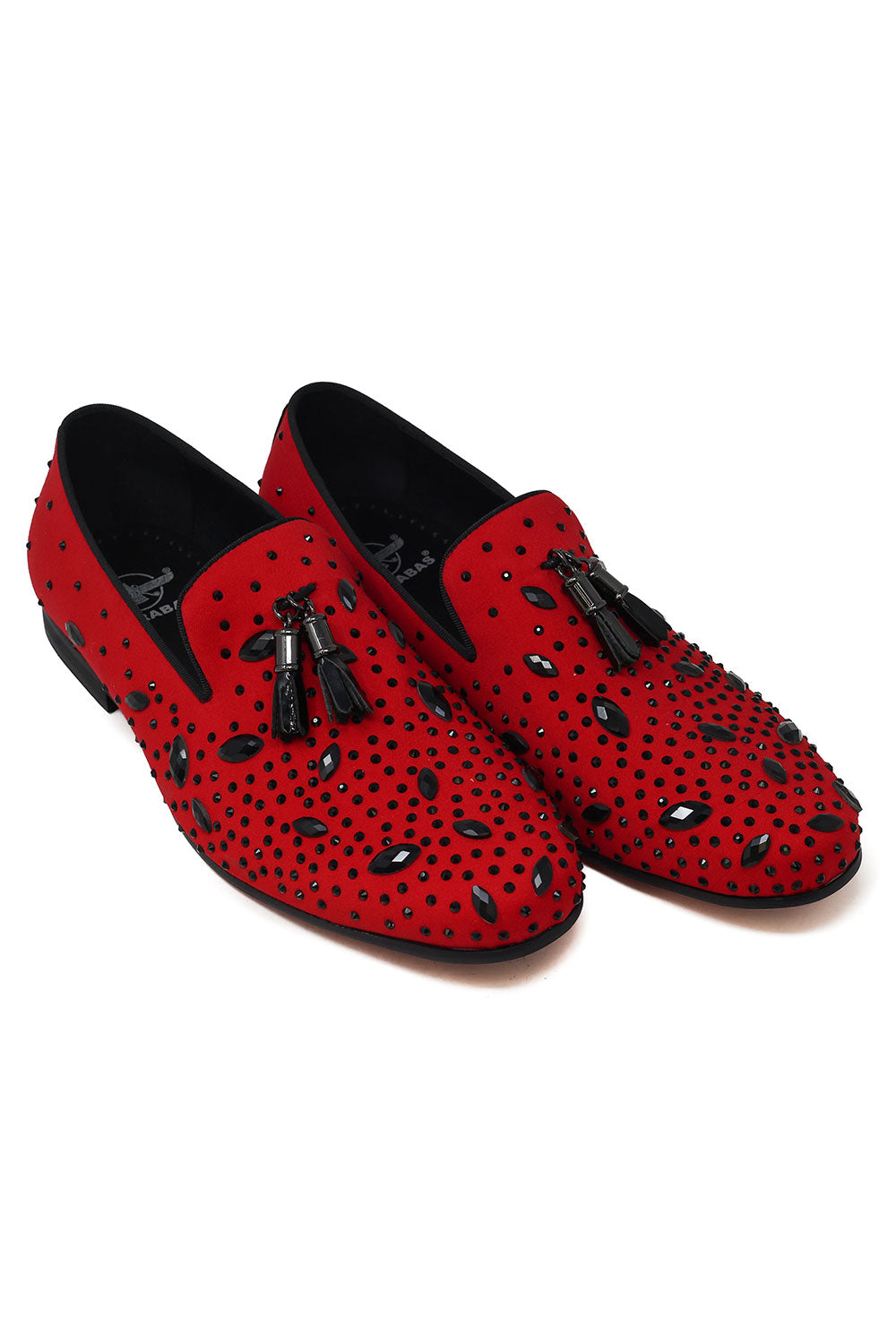 BARABAS Men's Rhinestone Dimond Tassel Loafer Dress Shoes SH3080 Red Black