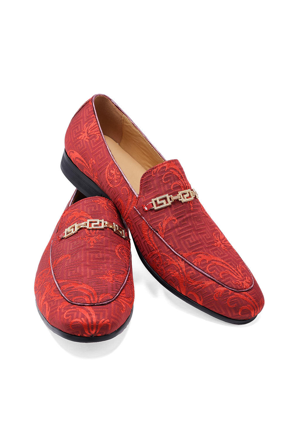 BARABAS Men's Greek Pattern Floral Baroque Prom Dress Shoes SH3100 Scarlet