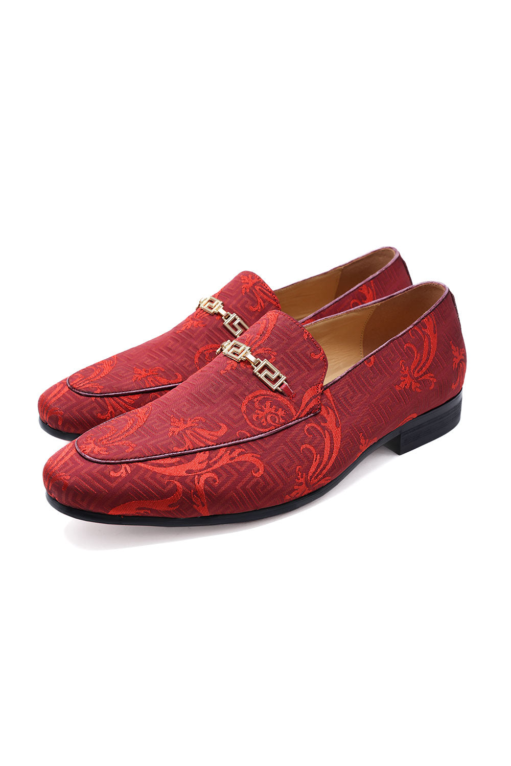 BARABAS Men's Greek Pattern Floral Baroque Prom Dress Shoes SH3100 Scarlet