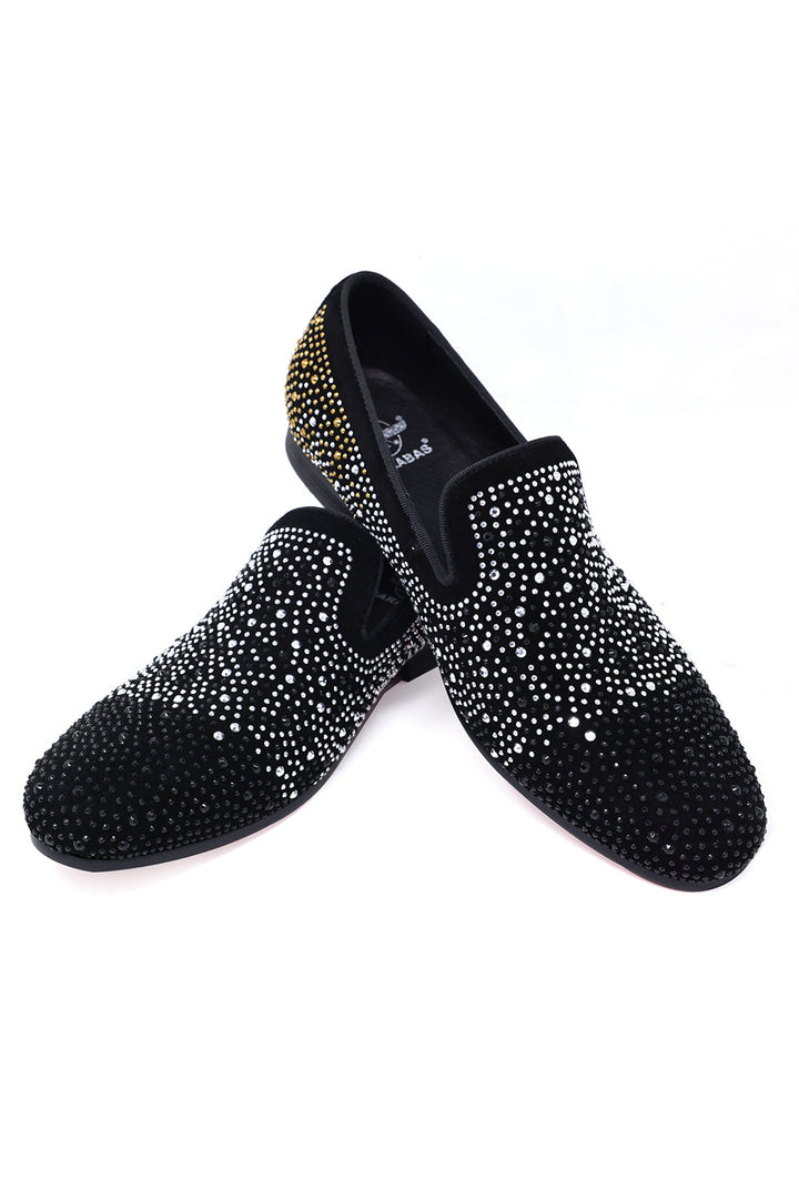 Barabas Men's Gold Silver Design Rhinestone Dress Shoes SH4000 Black