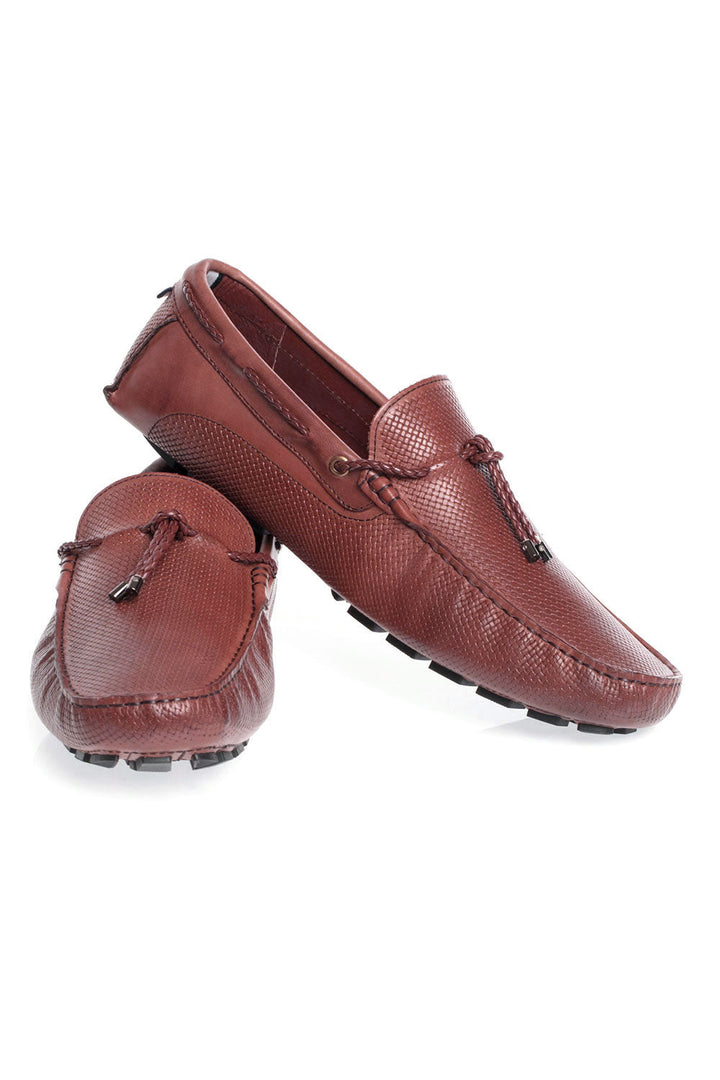 BARABAS Men's leather loafer slip-on burgundy red shoes SH4052