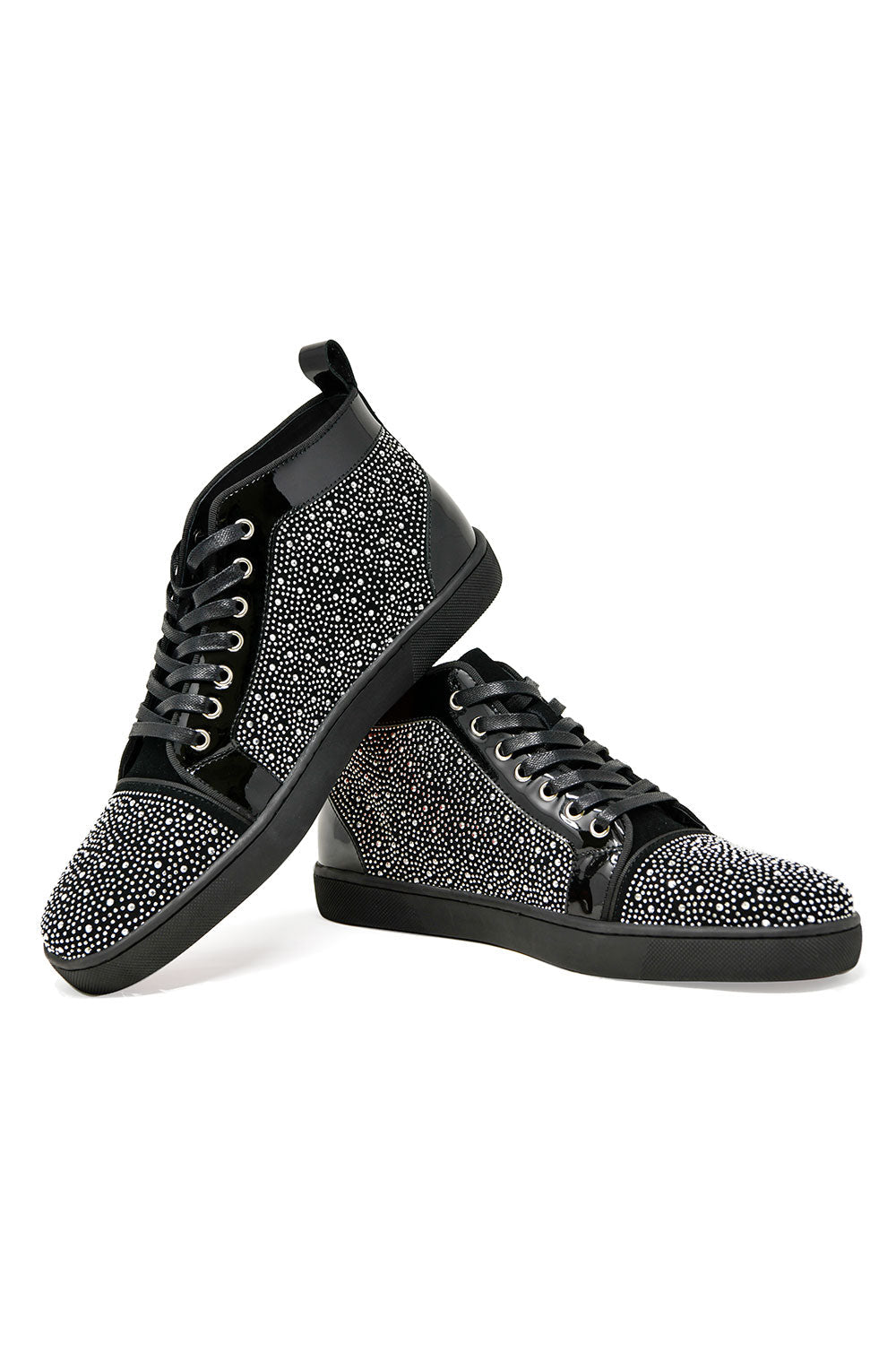Barabas men's luxury rhinestone diamond high-top sneakers  SH703