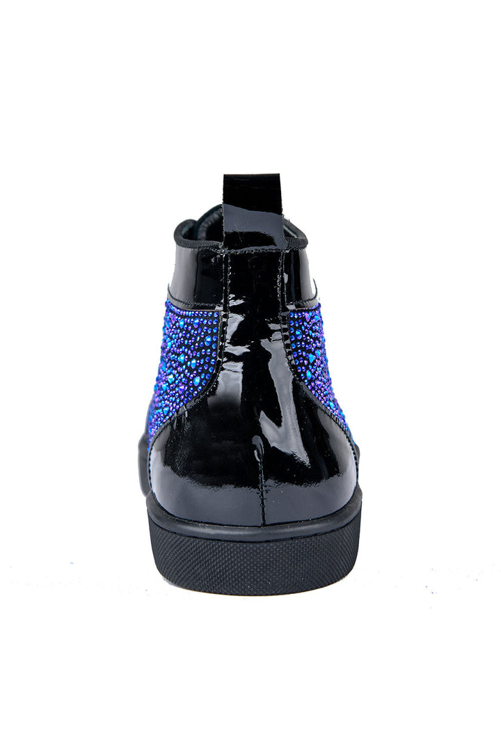 Barabas men's luxury rhinestone black Blue high-top sneakers SH705